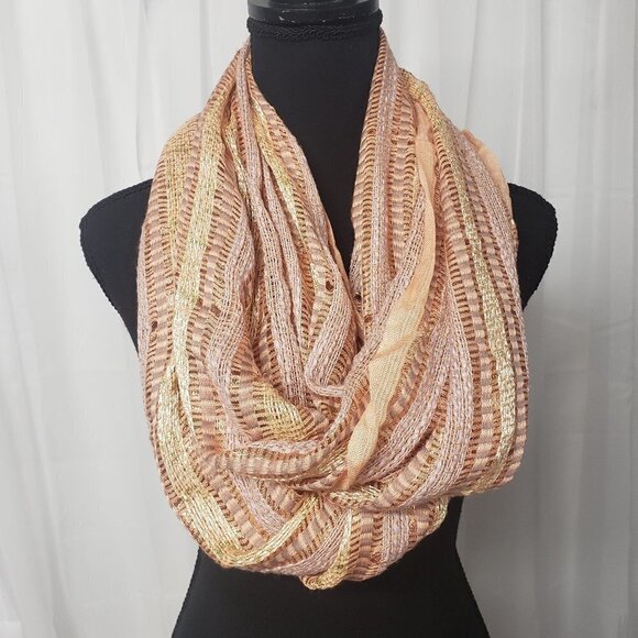 Apt 9 Peach Copper Shimmery Bohemian Infinity Scarf - Picture 1 of 8